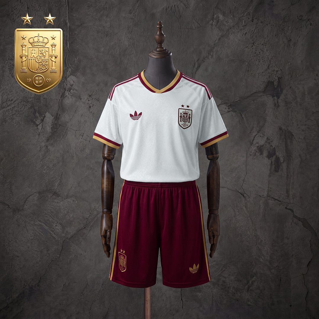 Maillot Espagne Extérieur Champion du Monde 2026 Enfant blanc La Roja