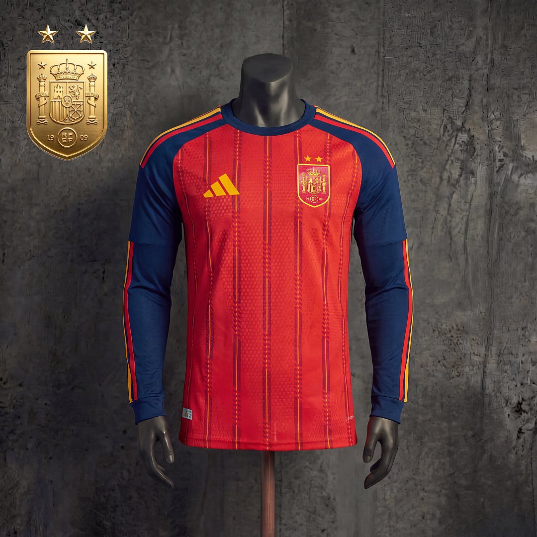 Maillot Espagne Domicile Champion du Monde 2026 Longue Manche rouge La Roja