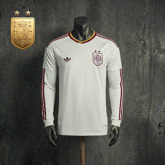Maillot Espagne Extérieur Champion du Monde 2026 Longue Manche blanc La Roja