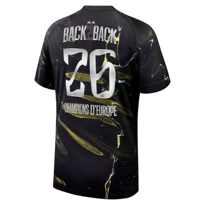Maillot PSG Back 2 Back Third 26/27 – Vue face – Jordan Night Edition Champions d'Europe