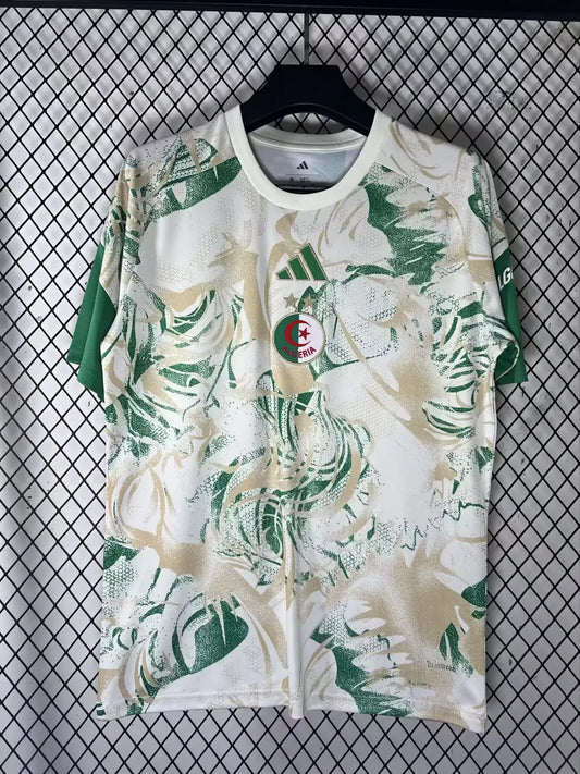 Maillot Entraînement Algérie 2026 Adidas – Blanc Vert 2 Étoiles